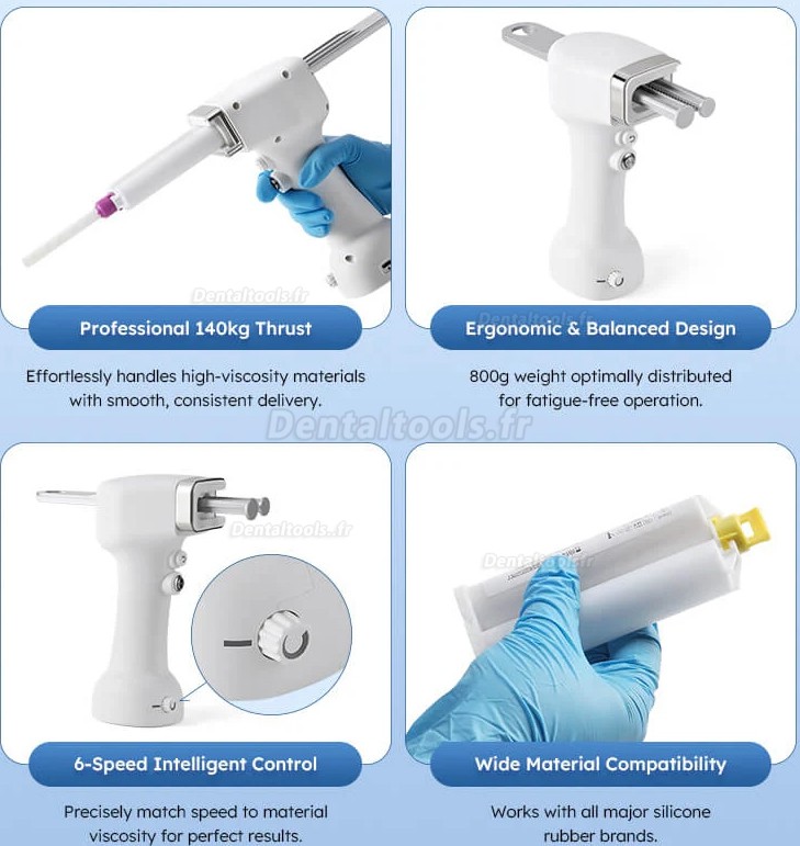 Pistolet &eacute;lectrique portable pour empreinte dentaire 1:1 2:1 50ml